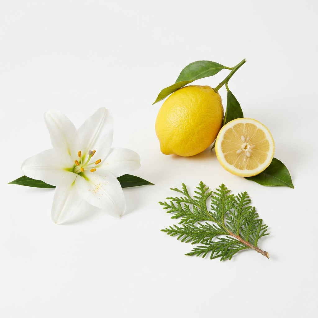 Amalfi lemon, Casablanca lily, and cedarwood